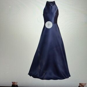 ML Monique LHUILLIER  Halter Satin Blue Ball gown. Size 6. Fits true to size